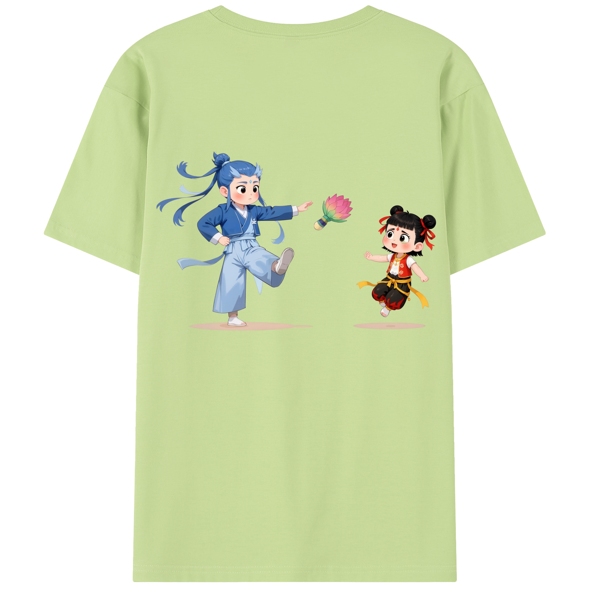 （画像用） Ne Zha 2 ナタ 魔童の大暴れ 綿100％半袖Tシャツ（背面プリント）